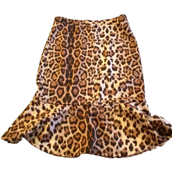 NWOT Faith and Joy Leopard Print Peplum Skirt - Picture 2 of 8